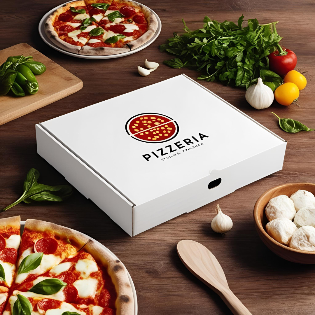 Boite pizza couleur Blanche hauteur 3,5cm (à partir de 1000 exemplaires)