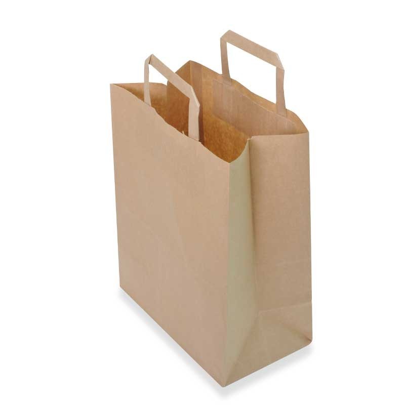 Sac cabas brun poignée plate 26+14x31