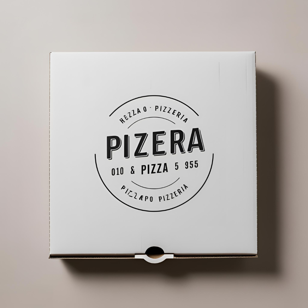 Boite pizza couleur Blanche hauteur 3,5cm (à partir de 1000 exemplaires)