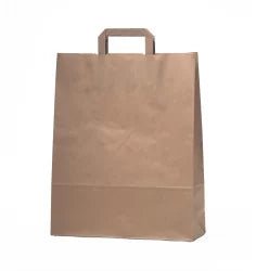 Sac cabas brun poignée plate 32+16x35