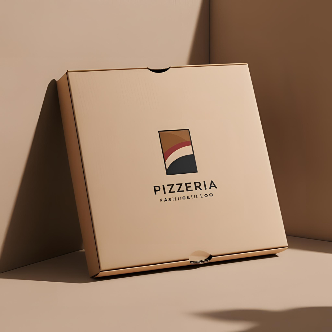 Boite pizza personnalisée couleur Kraft hauteur 4 cm (à partir de 1000 exemplaires)