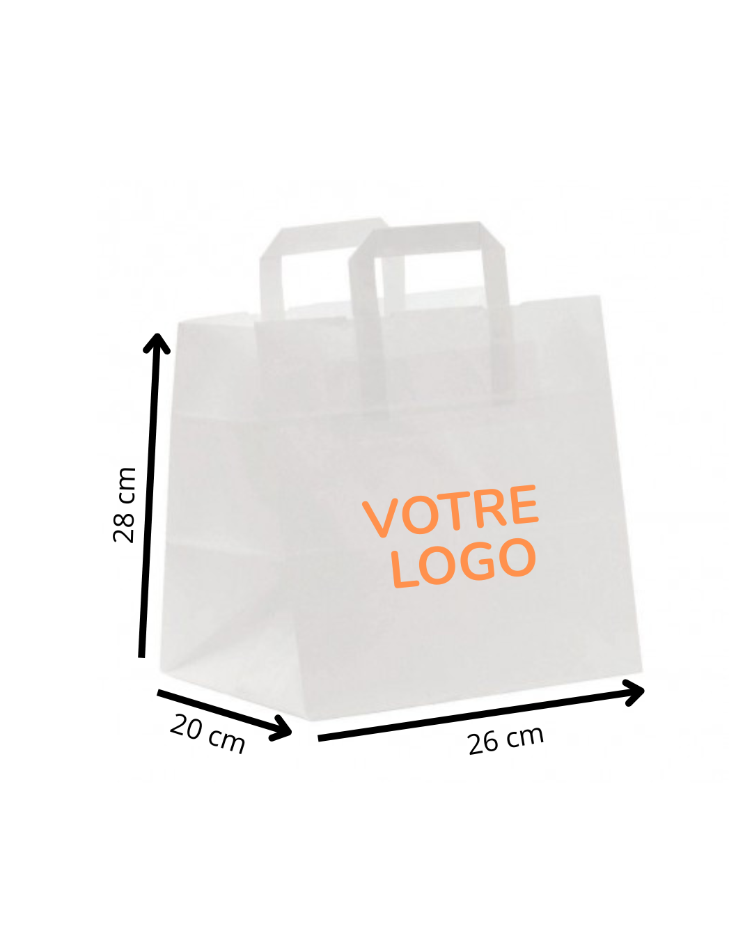 Sac cabas blanc poignée plate 26+20x28
