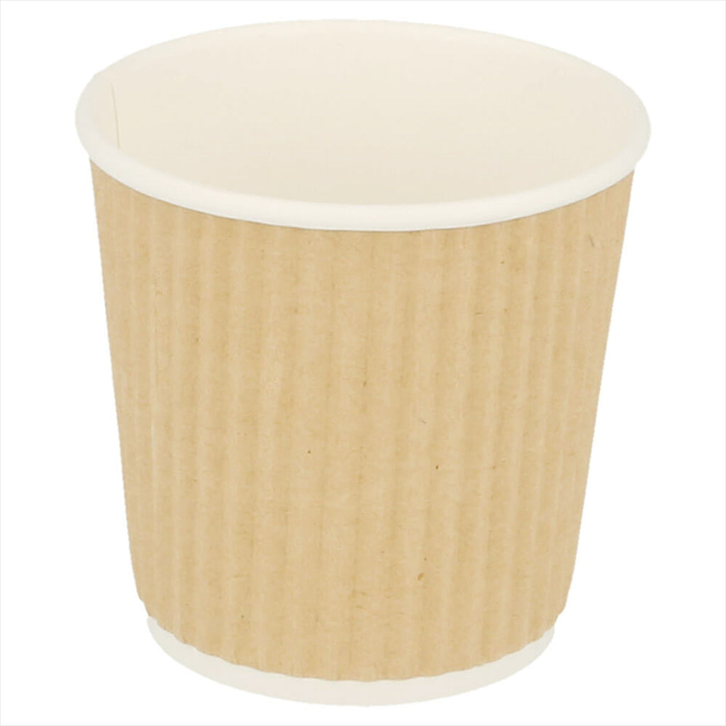 GOBELETS BOISSONS CHAUDES DOUBLE PAROI, ONDULÉ 120 ML 230 + 250 + 18 PE G/M2 Ø6,2/4,5x6 CM MARRON CARTON