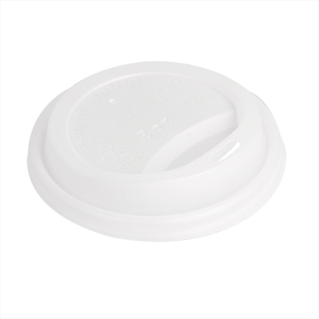 Couvercles pour gobelets 240 ml biodegradable blanc cpla - carton de 1000