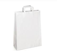 Sac cabas blanc poignée plate 26+14x31