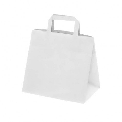 Sac cabas blanc poignée plate 26+20x28