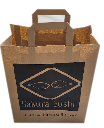 Sac kraft personnalisé brun poignée plate 22+10x28