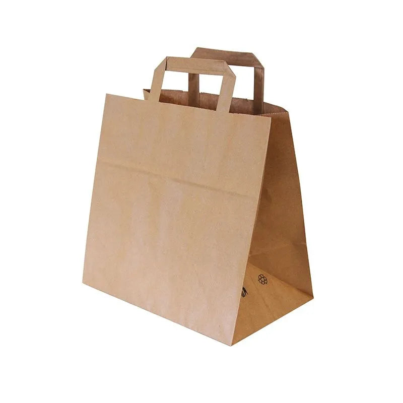 Sac cabas brun poignée plate 26+20x28