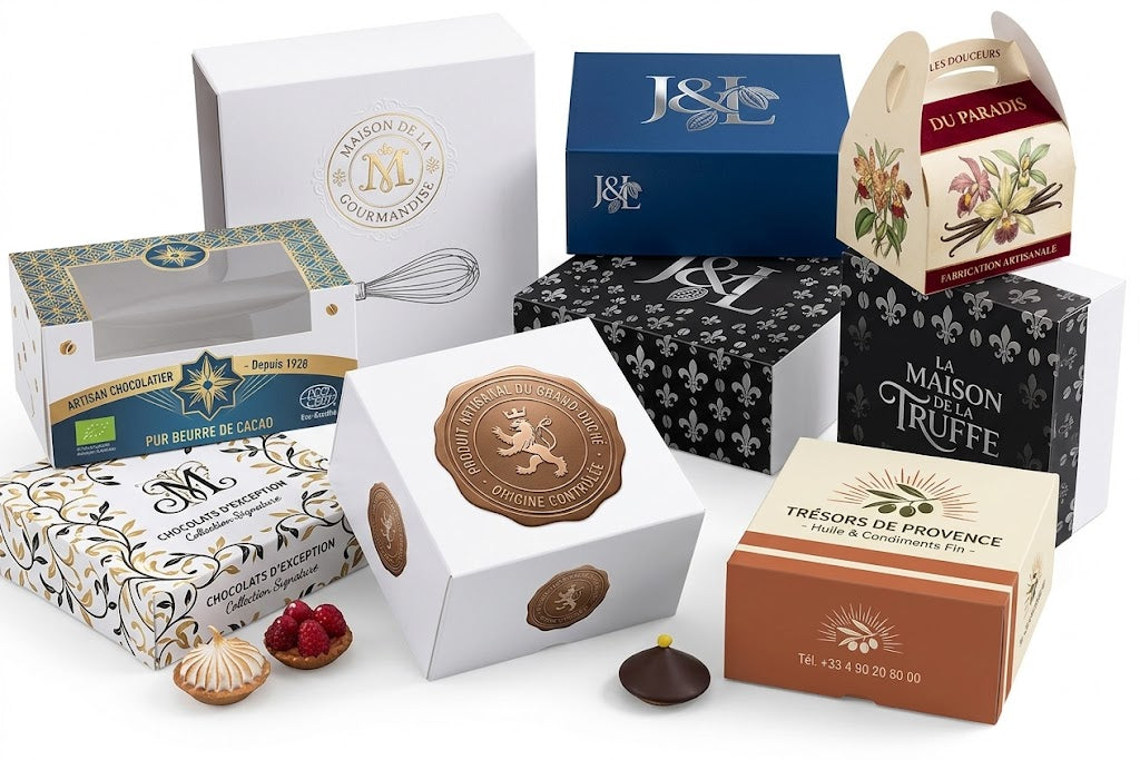 Boite patissière blanche hauteur 8 cm (à partir de 500 exemplaires)