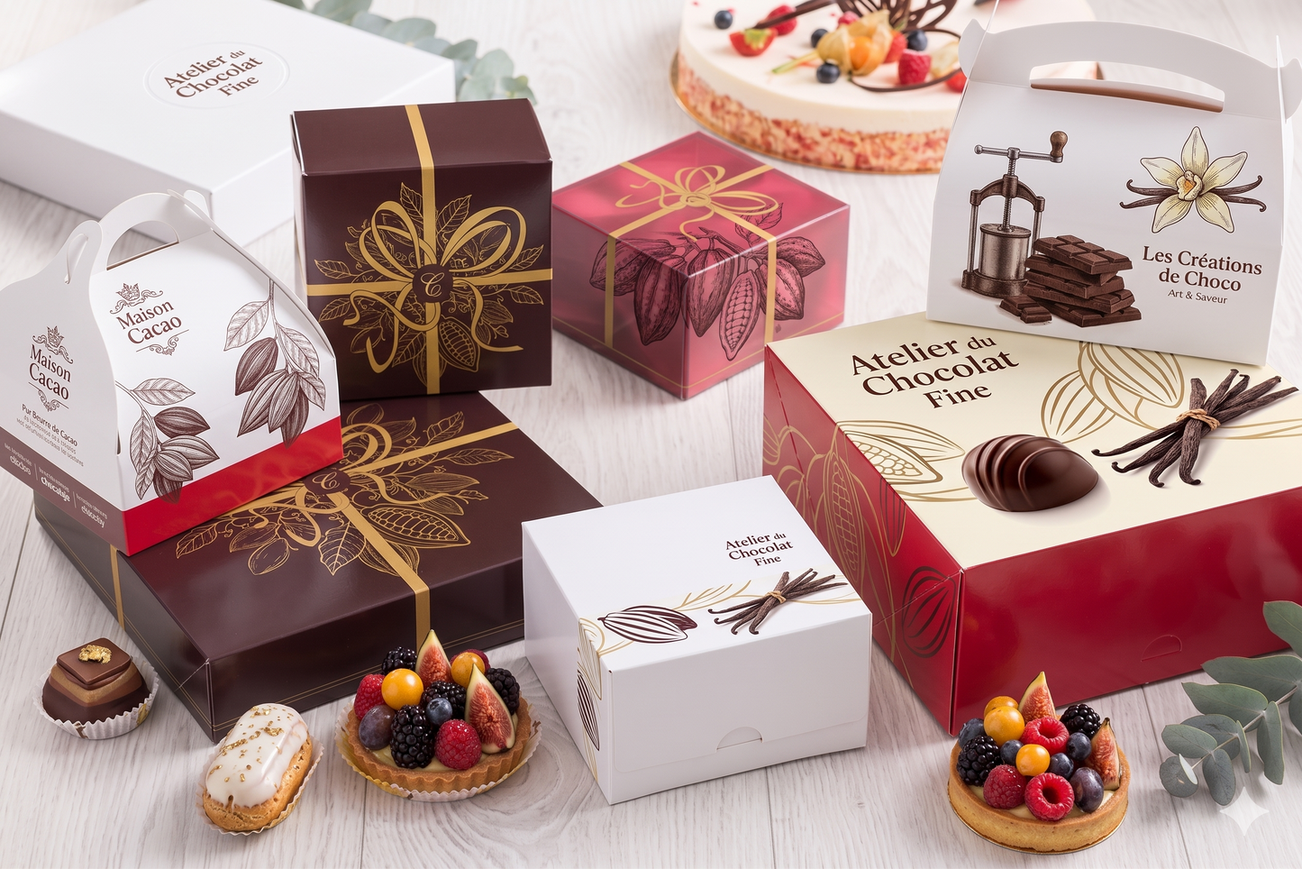 Boite patissière blanche hauteur 8 cm - Grande taille (à partir de 500 exemplaires)