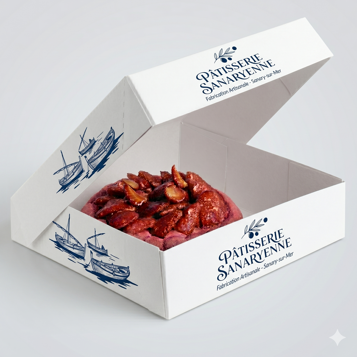 Boite patissière blanche hauteur 8 cm (à partir de 500 exemplaires)