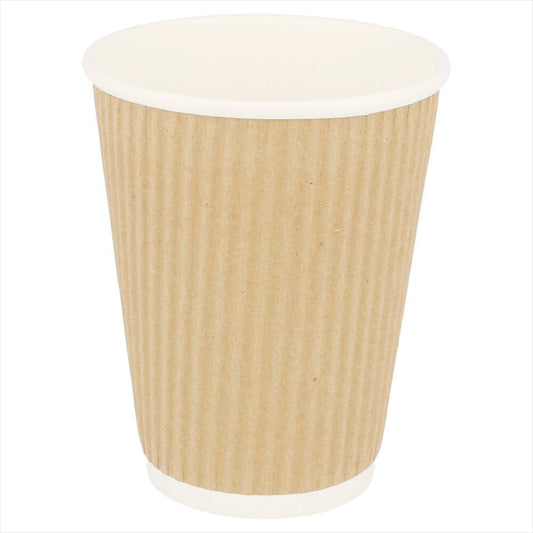 GOBELETS BOISSONS CHAUDES, DOUBLE PAROI, ONDULÉ 360 ML 300 + 250 + 18 PE G/M2 Ø9/6x11 CM MARRON CARTON