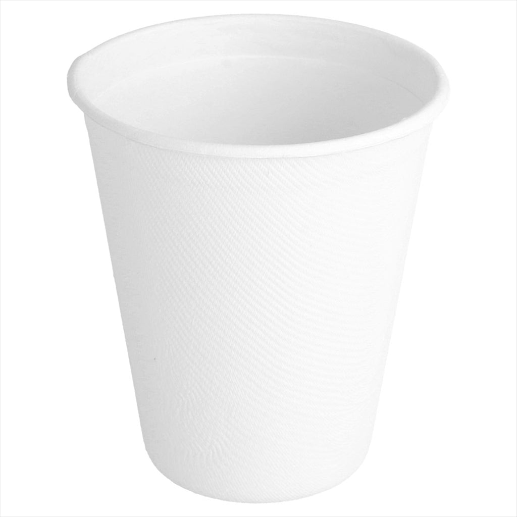Gobelets compostable et biodegradable 260 ml ø 9x8 cm blanc canne à sucre - carton de 1000