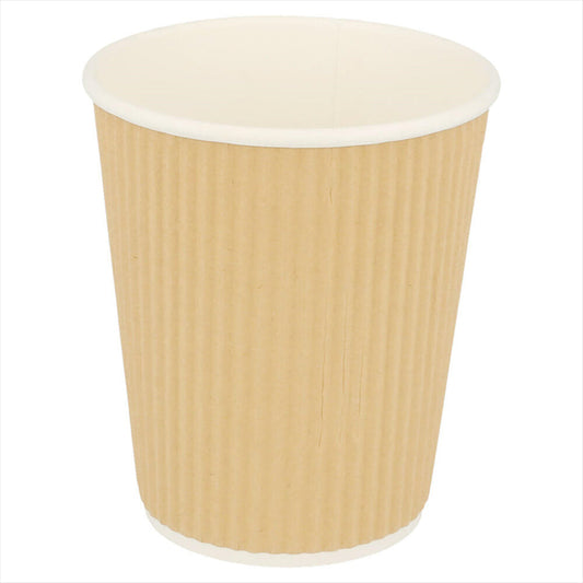 GOBELETS BOISSONS CHAUDES DOUBLE PAROI, ONDULÉ 240 ML 280 + 250 + 18 PE G/M2 Ø8/5,6x9,2 CM MARRON CARTON 