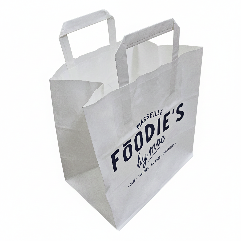 Sac kraft personnalisé poignée plate