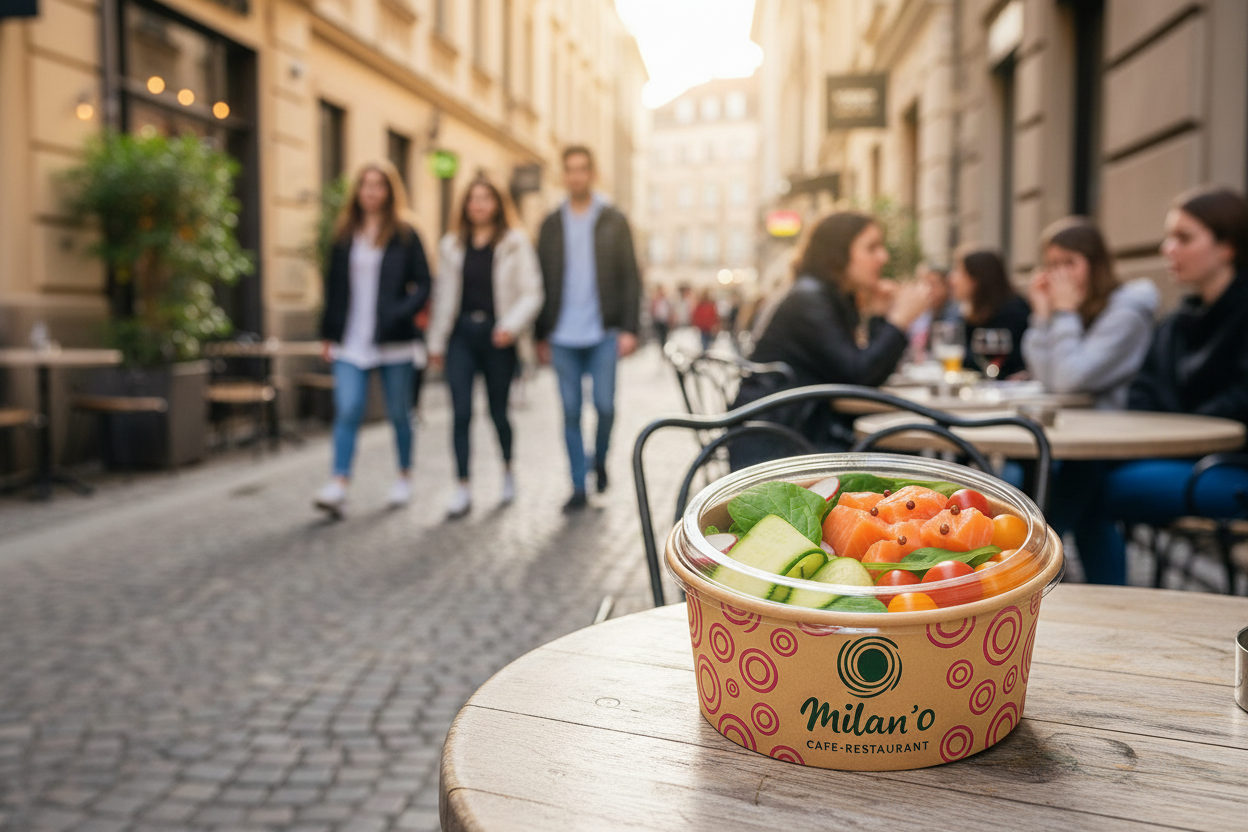 Pot à salade carton brun (grande quantité à partir de 10000 unités)