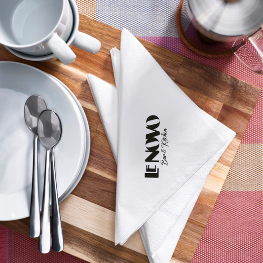 Serviette blanche en papier personnalisée avec logo