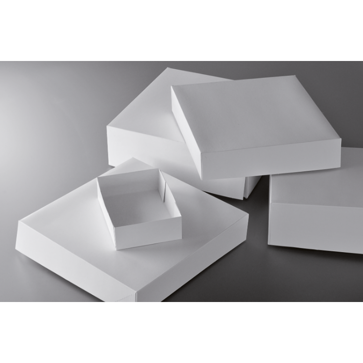 Boite pâtissière blanche hauteur 5cm (à partir de 500 exemplaires)